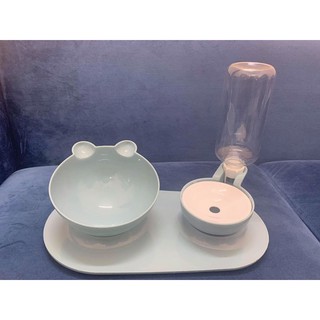 bát ăn chó mèo bát ăn đôi kèm bình cho chó mèo bát đựng hạt