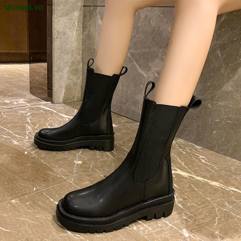 Chelsea giày bốt cổ thấp đế dày thời trang xuân thu 2021 cho nữ