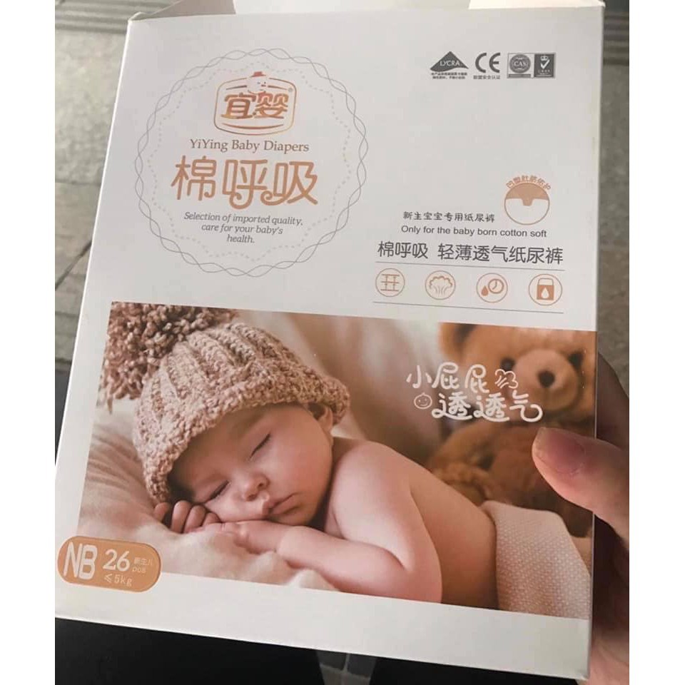 Bỉm/Tã Dán trẻ em Yiying hơi thở bông hàng cao cấp Newborn-26/S-72/M-60