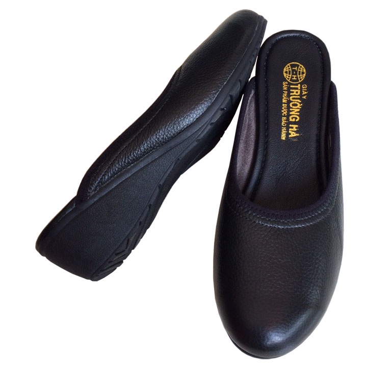 Sục nữ đế xuồng 3cm da bò thật đế cao su