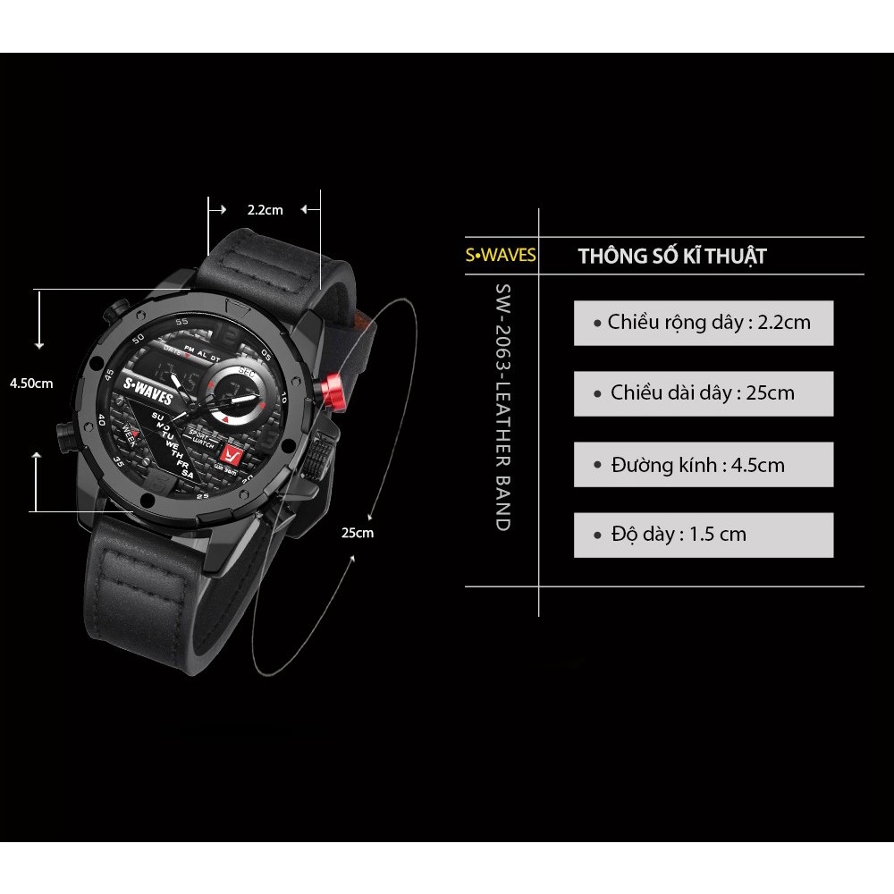 Đồng Hồ Nam SWAVE Máy Nhật - Đồng Hồ Thể Thao Siêu Bền Bỉ Chính Xác, Dây Da Cao Cấp, Mặt Kính Sapphire, Chống nước,... | BigBuy360 - bigbuy360.vn