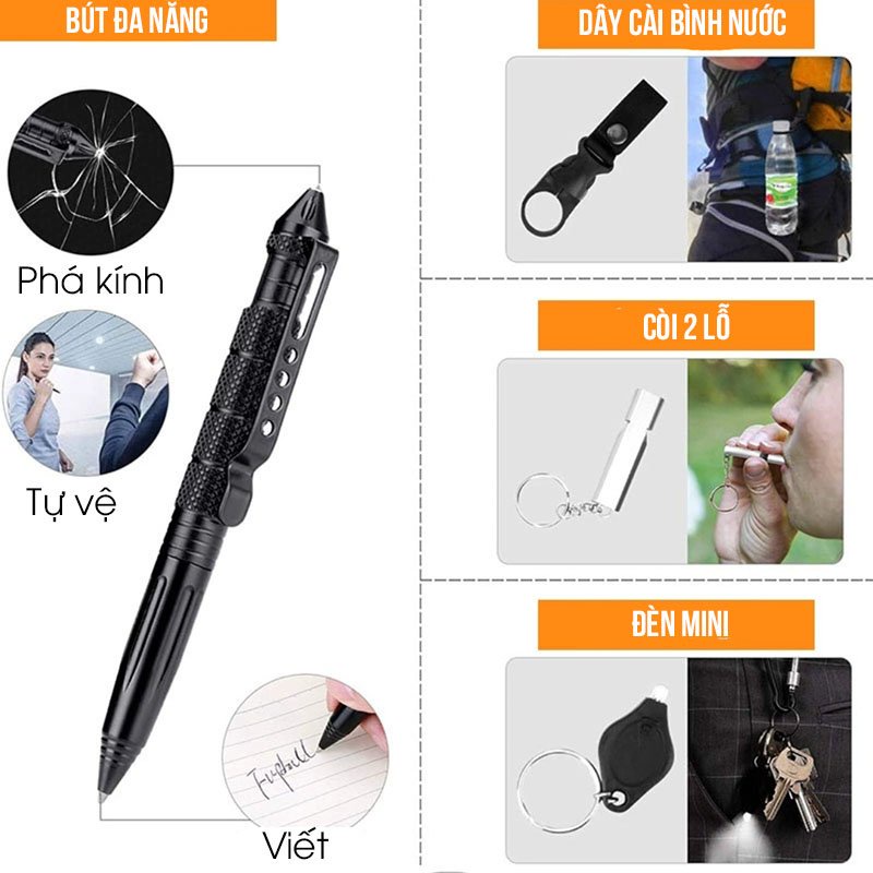 Bộ hộp đồ sinh tồn SOS 12 món dùng đi cắm trại dã ngoại nhỏ gọn tiện lợi phụ kiện phượt thủ chuyên nghiệp – Đồ đi phượt