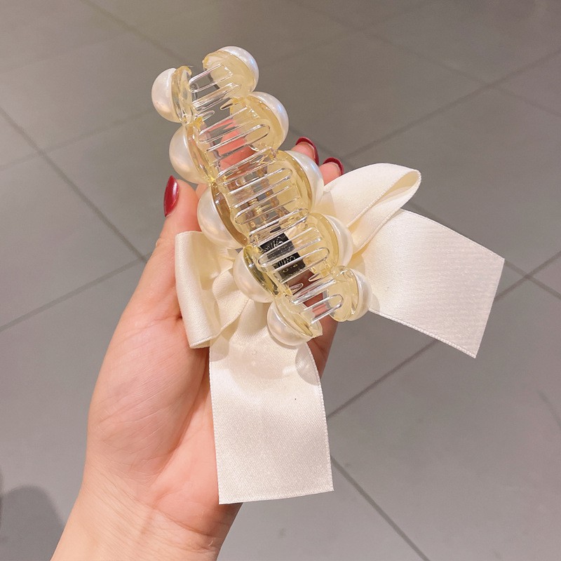 Kẹp Tóc Hình Nơ Đính Ngọc Trai Thanh Lịch Cho Nữ