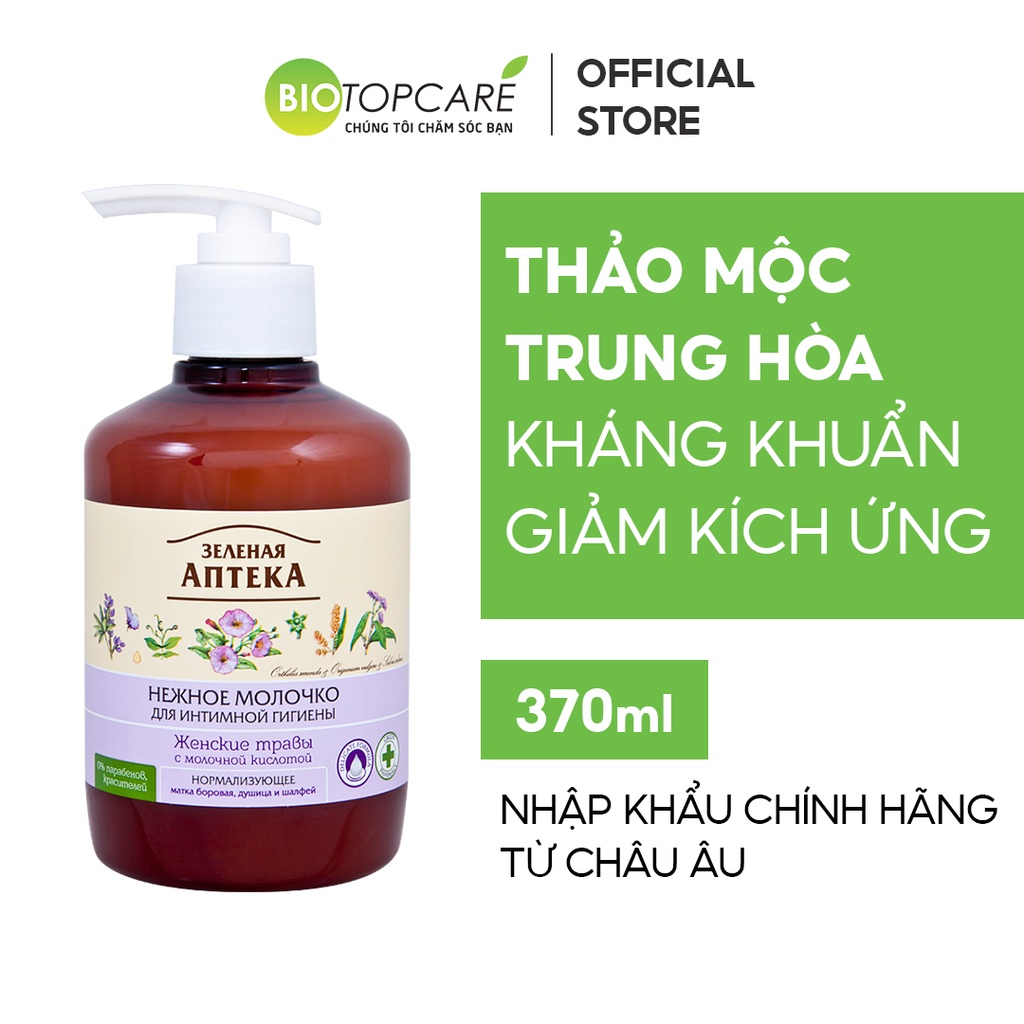 Dung Dịch Vệ Sinh Phụ Nữ Zelenaya Apteka Dạng Sữa Trung Hòa “Thảo Mộc” 370ml - BioTopcare Official