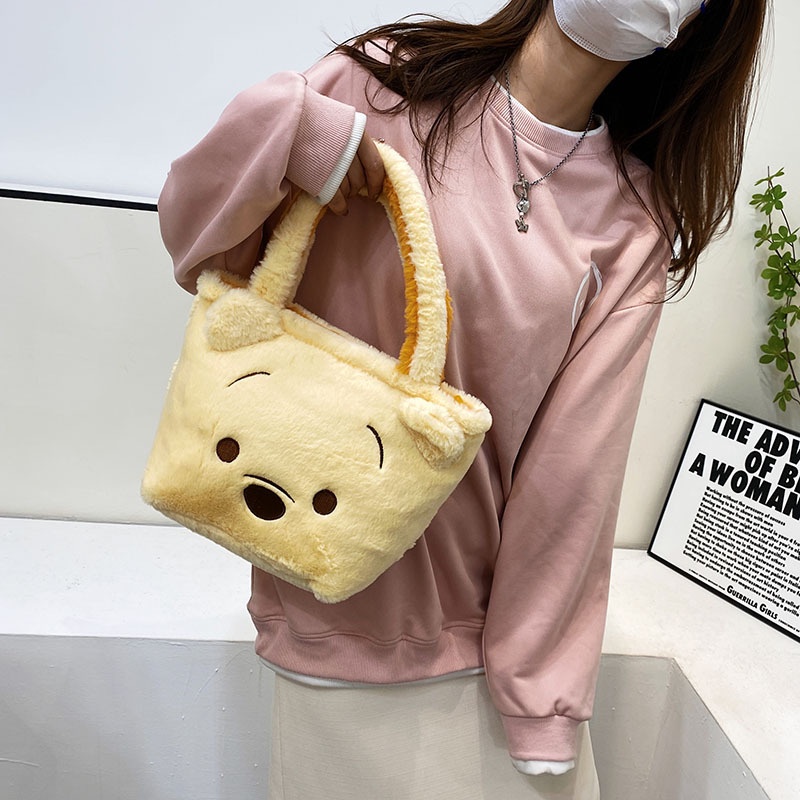 Túi Tote Đeo Vai Cỡ Lớn Kiểu Hoạt Hình Gấu Dâu Tây Nhồi Bông Dễ Thương Cho Học