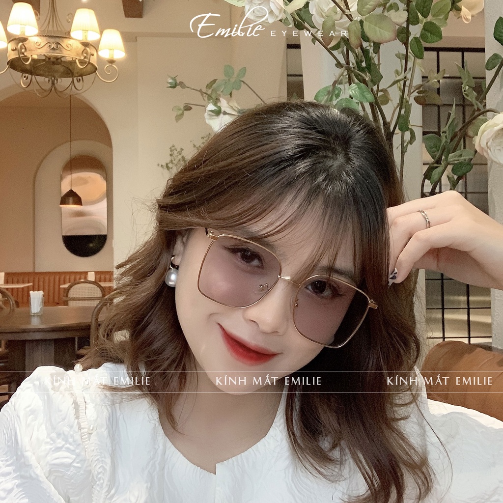 Gọng kính mát kim loại vuông to sang chảnh 3 màu mắt chống UV400 Emilie eyewear phụ kiện thời trang 001