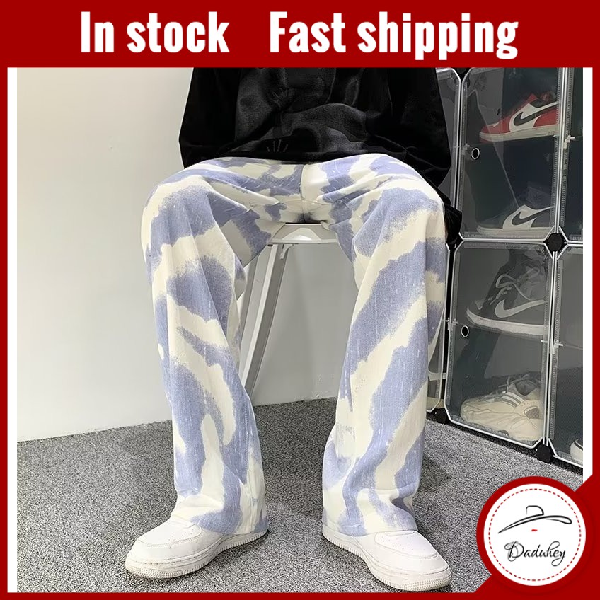 DaDuHey Autumn Loose Tide Tie-Dyed Street Casual Pants Men 2022 Camouflage Cargo Pants