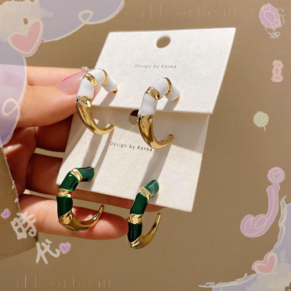 Khuyên Tai Hình Sừng Phong Cách Retro Đơn Giản Cho Nữ|Khuyên Tai Kim Loại Hình Học Cho Nữ