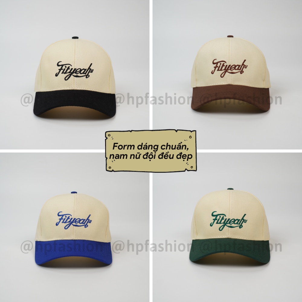 Mũ lưỡi trai ❤️ Nón kết phối màu thêu chữ Fityeah chất kaki cao cấp form unisex nam nữ N90 - Happy Style