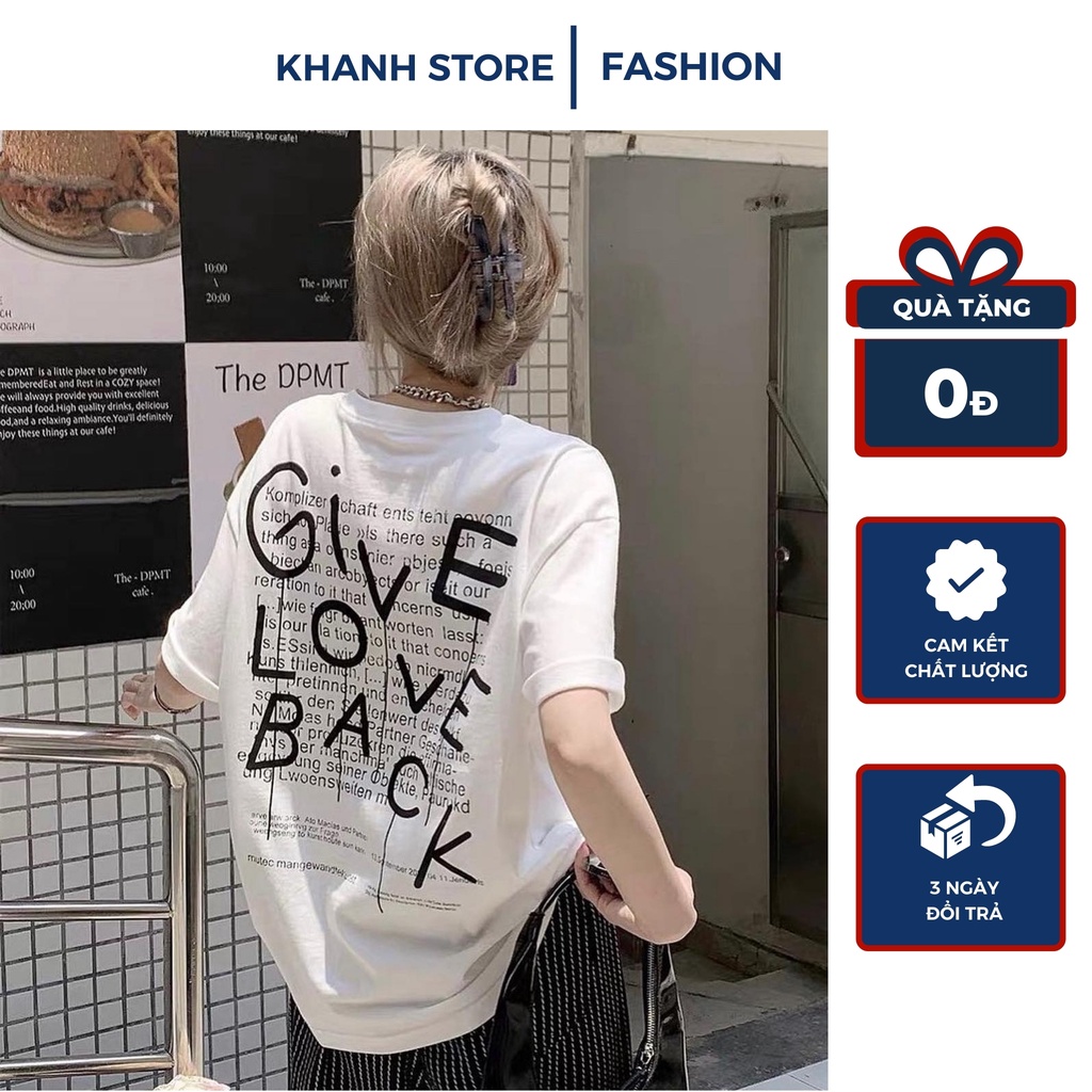 Áo Thun Nam, Nữ Tay Lỡ Unisex GIVE LOVE BACK Form Rộng Phong Cách Ulzzang