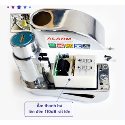 Ổ khóa đĩa xe máy chống trộm có còi hú báo động tặng kèm pin