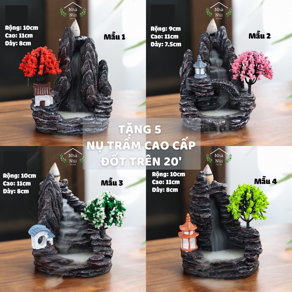 Tiểu cảnh thác khói trầm hương tự nhiên khói tỏa ngược thư giãn, khử khuẩn, giảm stress, an nhiên ngôi nhà và cây T3