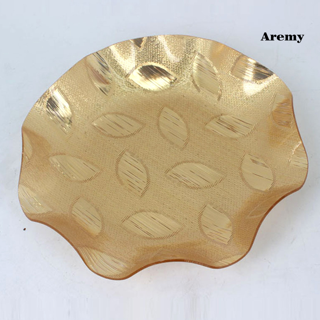 AREM Fruit Tray Leaf Pattern Well-designed Golden Color Jewelry Trinket Dish for Fruit