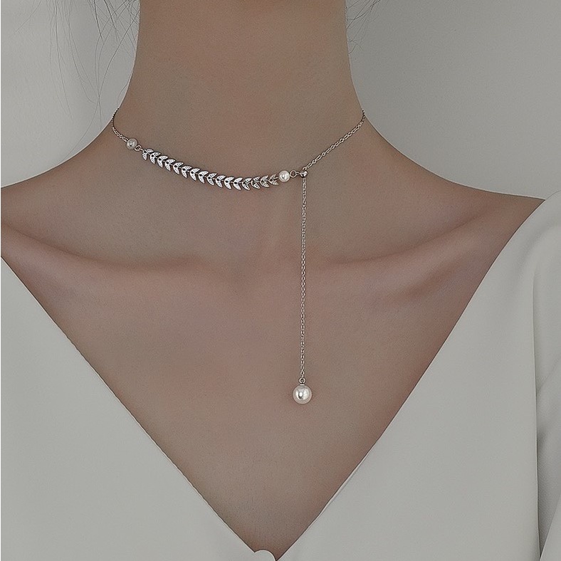 Vòng cổ_Chocker lúa mạch Bạc 925 cao cấp_𝑨'𝑹𝑶𝑪𝑯 𝑺𝑯𝑶𝑷 𝑪𝒂𝒎 𝒌𝒆̂́𝒕 𝑩𝑨̣𝑪 𝒄𝒉𝒖𝒂̂̉𝒏 100%