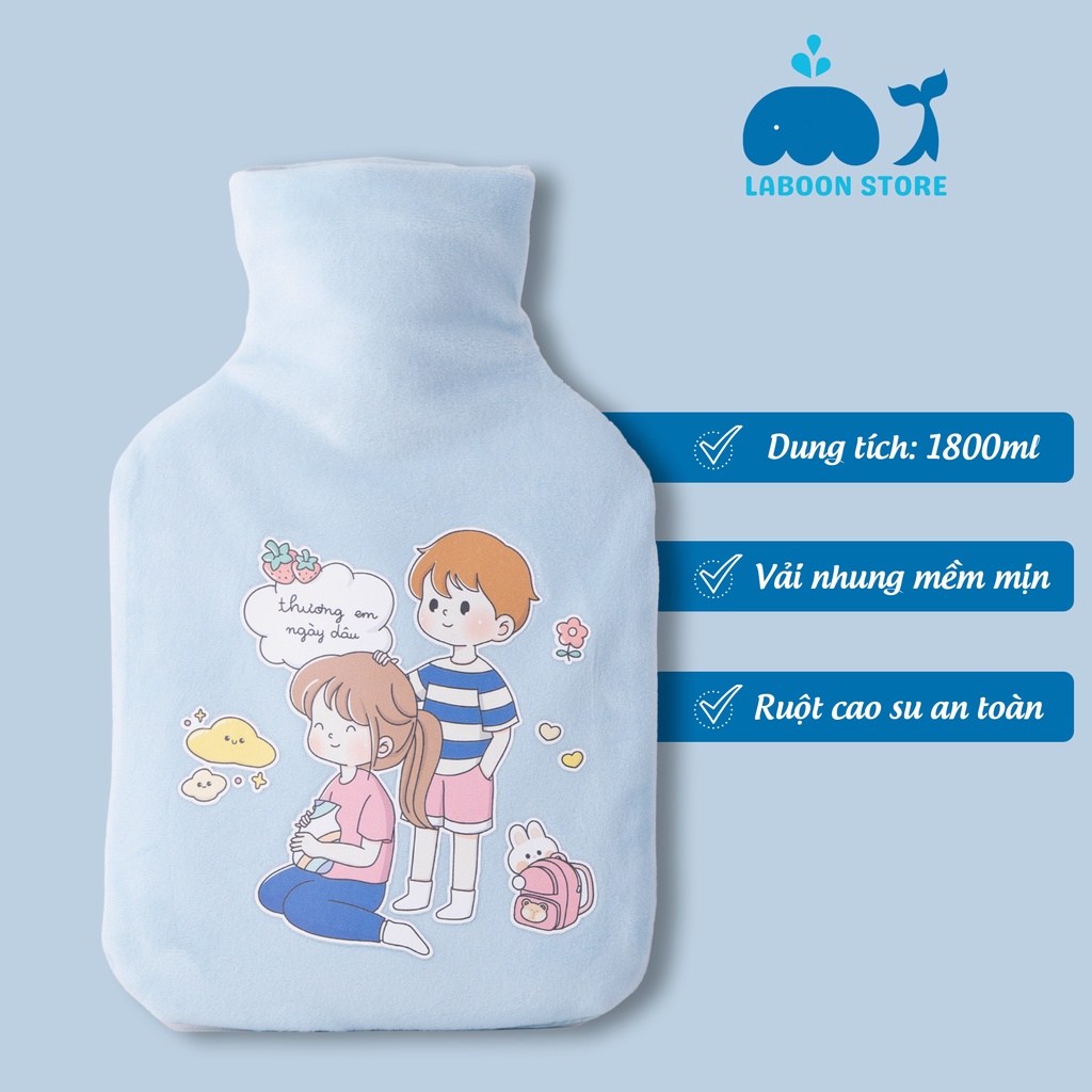 Túi chườm bụng nóng lạnh đa năng Laboon, phiên bản couple in love 1800ml