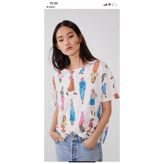 Áo thun zr trắng in hình cô gái - 2536