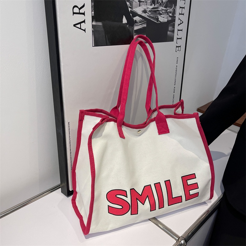 Túi vải Cỡ Lớn In Chữ Màu Tương Phản Thời Trang Mùa Xuân 2022