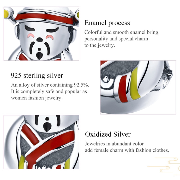 Hạt Phụ Kiện Bamoer Scc1373 Bằng Bạc 925 Hình Thần Tài Dùng Làm Vòng Tay Dễ Thương