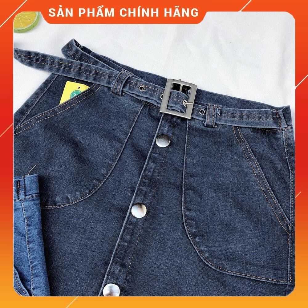 🐶 🐶 12C17B1 Chân váy jean phối nút kèm nịt lai so le dễ thương đủ size SML