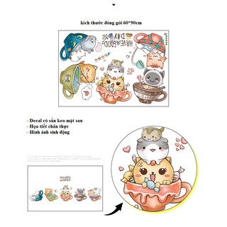Decal dán tường Mèo trong chiếc ly
