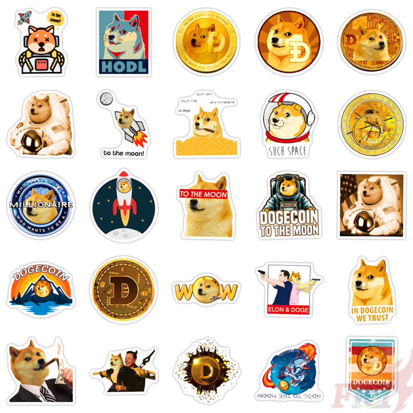 ❉ Dogecoin Series 02 Stickers ❉ 50Pcs/Set DIY Fashion Luggage Laptop Skateboard Decals Doodle Stickers