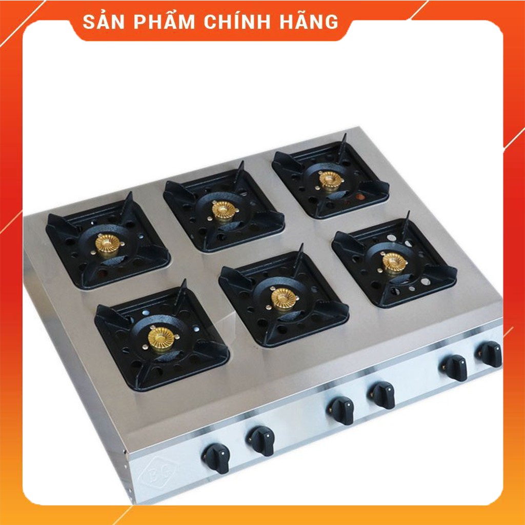 Bếp Gas Bán Công Nghiệp 6 Lò - 6 Họng, Toàn Thân Bằng Inox, Dễ Dàng Sử Dụng Và An Toàn