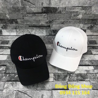 Nón nam nữ thời trang thêu logo Champion trắng đen