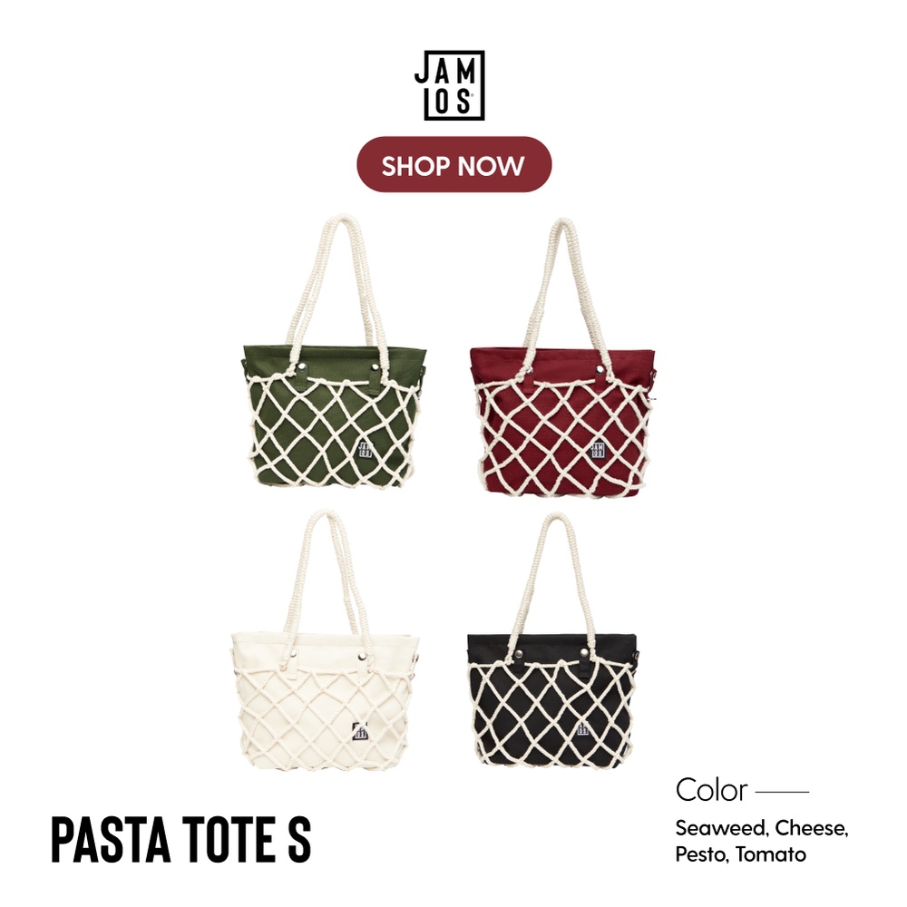 Jamlos Pasta Tote S - Túi tote canvas phối macrame phiên bản mini xách tay thời trang