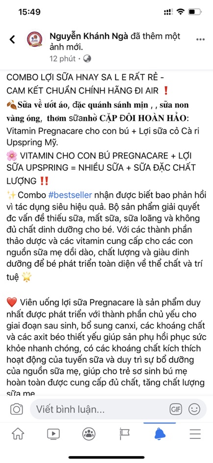 Combo lợi sữa Pregnacare breastfeeding và cỏ lợi sữa Mỹ Upspring Milkflow hàng chuẩn hãng