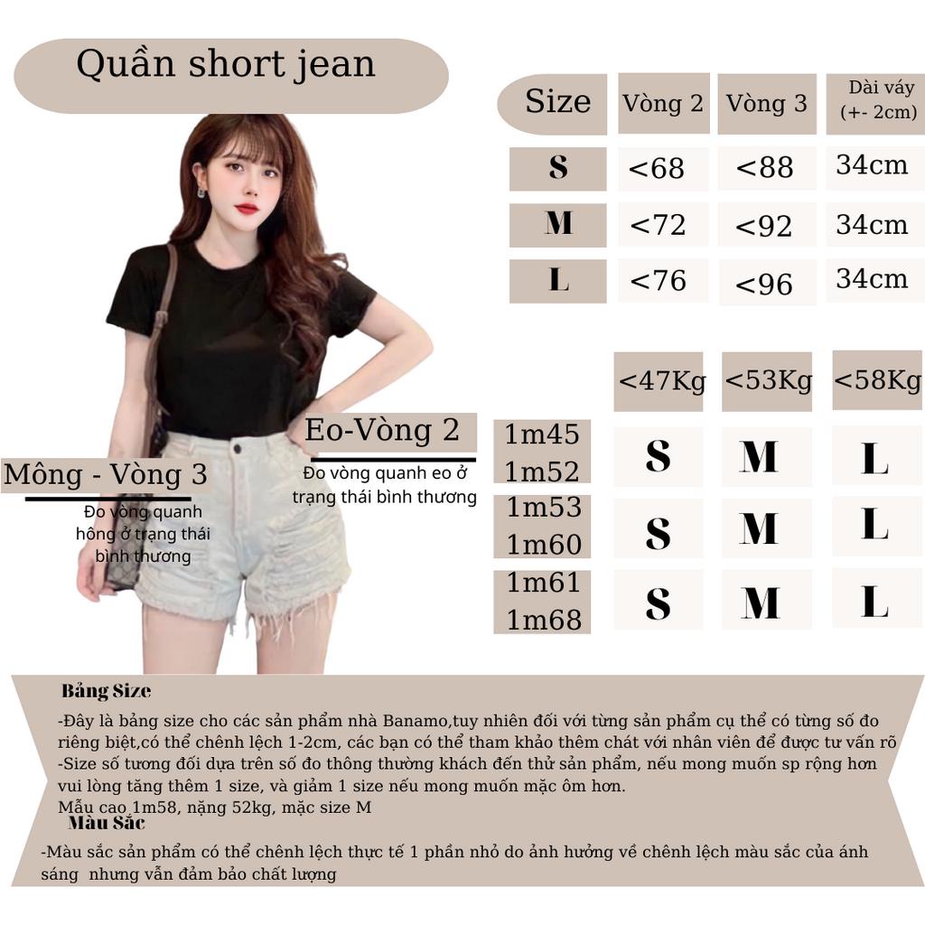 Quần short jean nữ Banamo Fashion shost jean nữ lưng cao lai rách hai bên 667