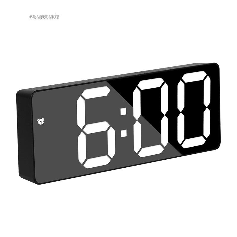 Alarm Clock LED Mirror Decor Lamp Display USB Charging Plastic Digital