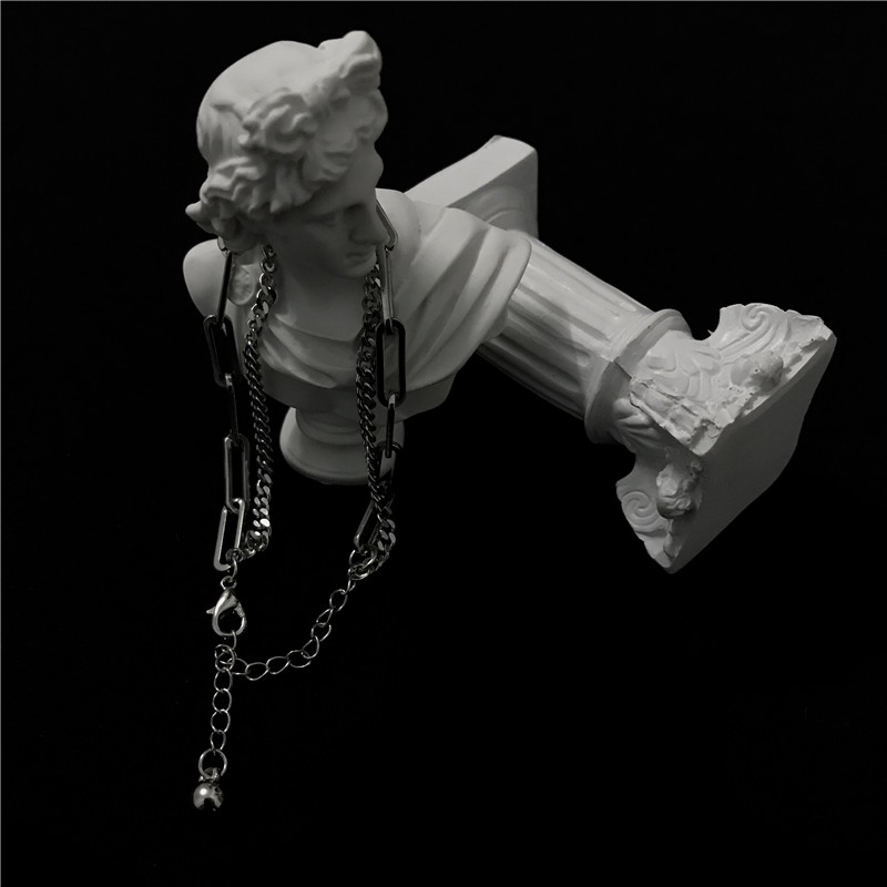 Vòng tay hai dây xích chất liệu thép titan phong cách hàn quốc harajuku hip hop dành cho nam và nữ