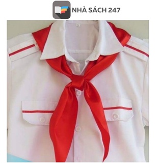 Khăn quàng đỏ dành cho học sinh (máy viền) Màu đỏ, hình tam giác cân Dành cho học sinh cấp 1, cấp 2