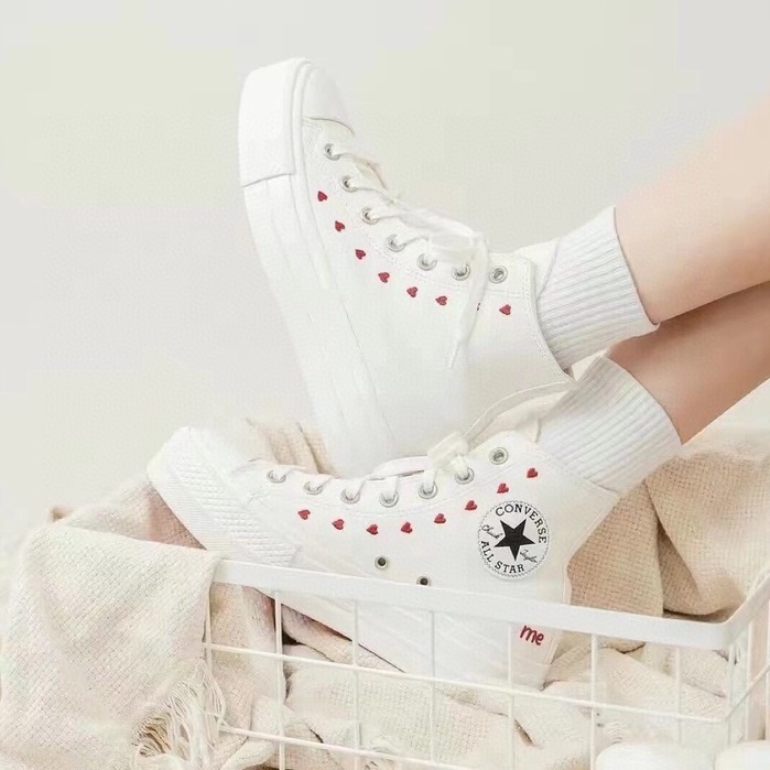 Giày Converse All Star Lift Đế Dày Thêu Họa Tiết Trái Tim Cá Tính 2022Valentine