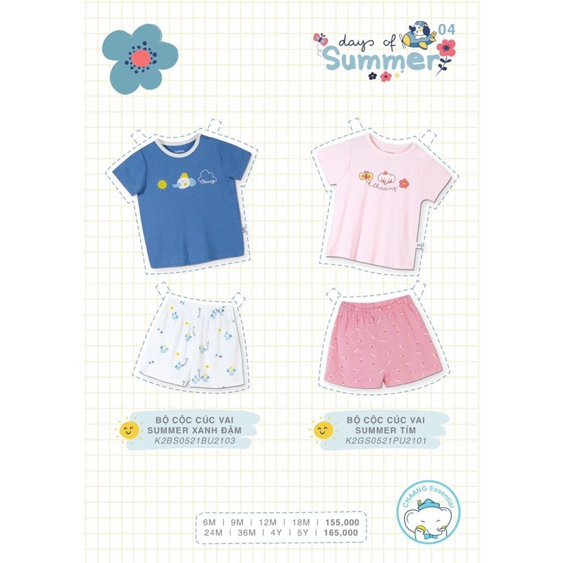 [Ảnh thật] CHAANG Bộ cộc cài vai cho bé trai và gái chất liệu cotton lỗ thoáng khí cho bé 3 tháng đến 5 tuổi