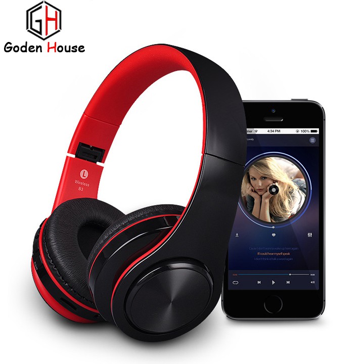 Tai nghe bluetooth chụp tai không dây GodenHouse cao cấp, headphone bluetooth có thể gập gọn tiện lợi.