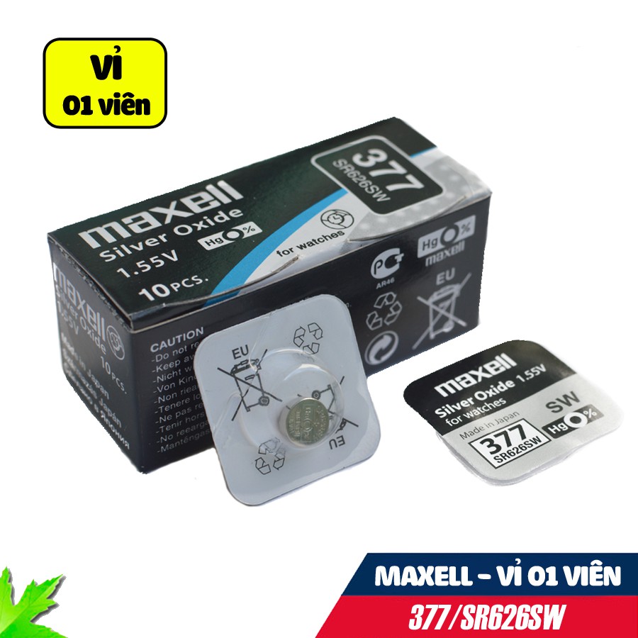 Pin đồng hồ SR626SW/377 MAXELL Silver Oxide 1.55V Vỉ 1 viên