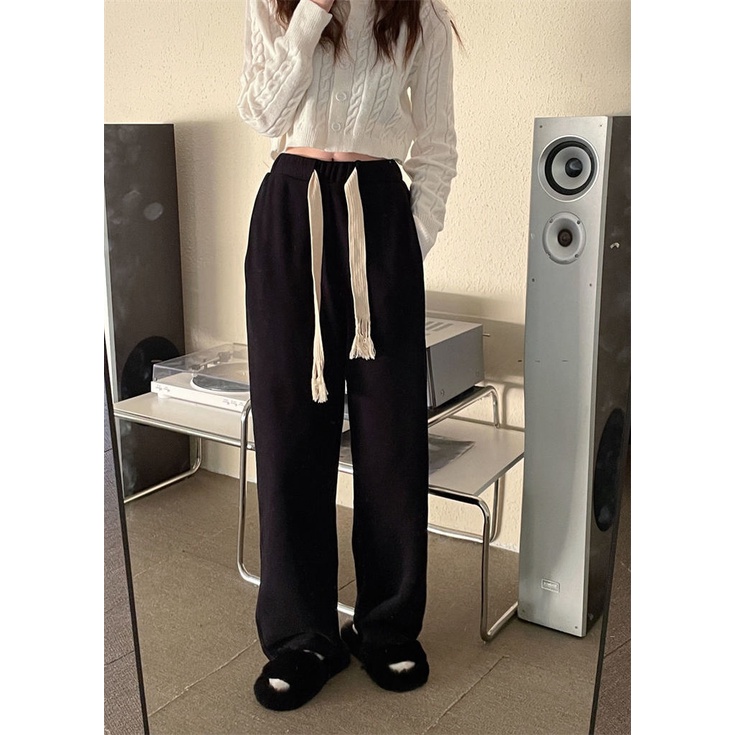 Quần ống rộng Phối Dây Rút Thời Trang Cá Tính Trẻ Trung