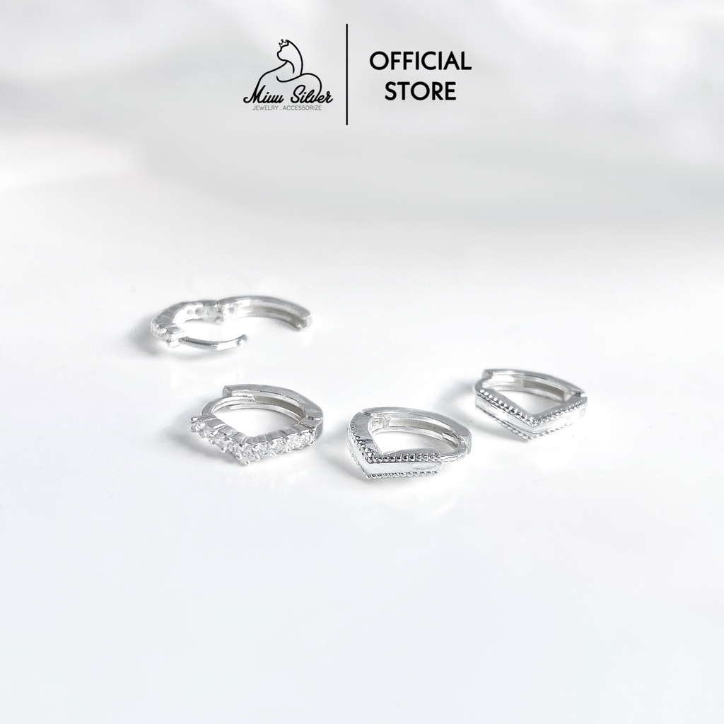 Bông tai nữ bạc 925 tròn kẹp vành tai Miuu Silver