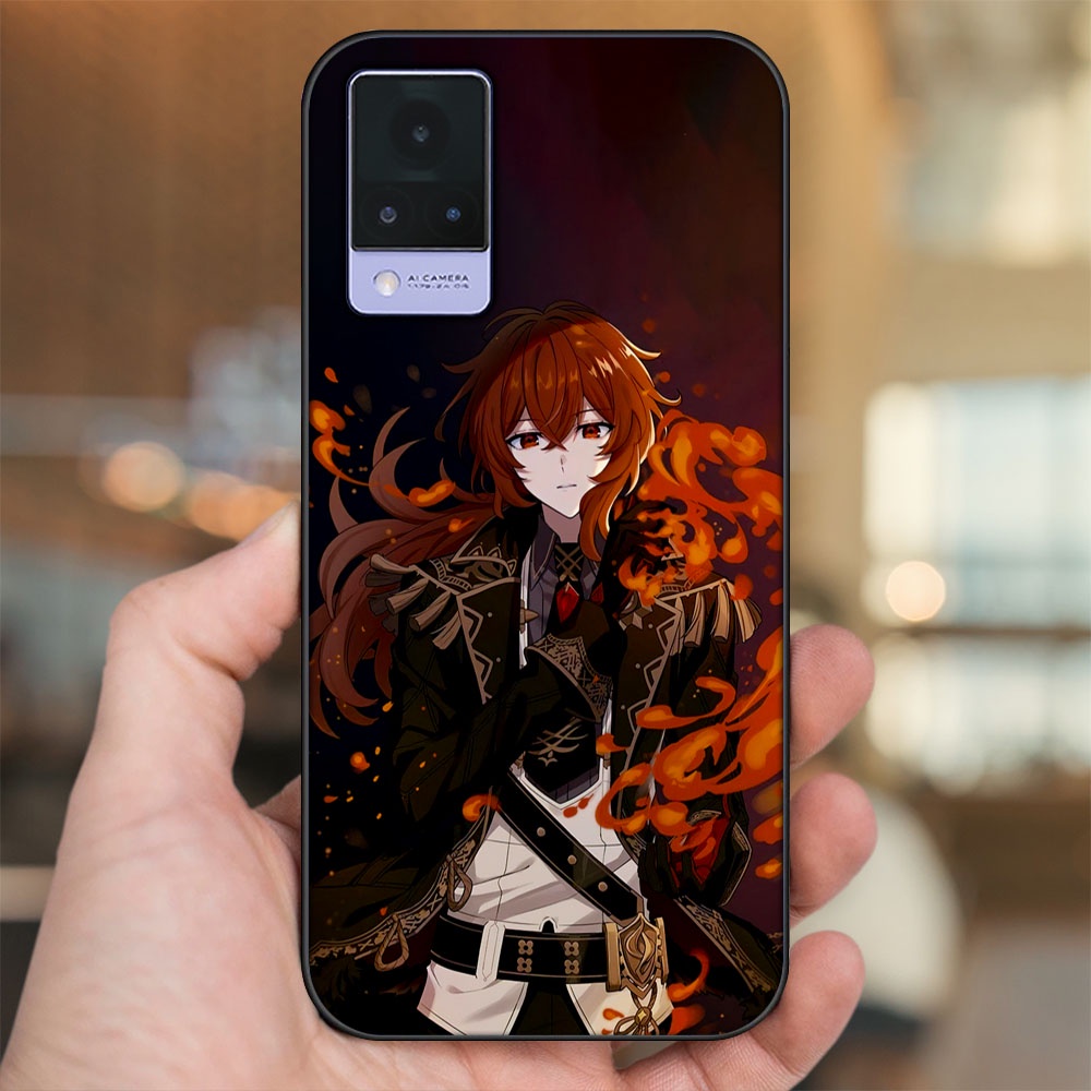 Ốp lưng Vivo V21 viền đen in hình Diluc Genshin Impact