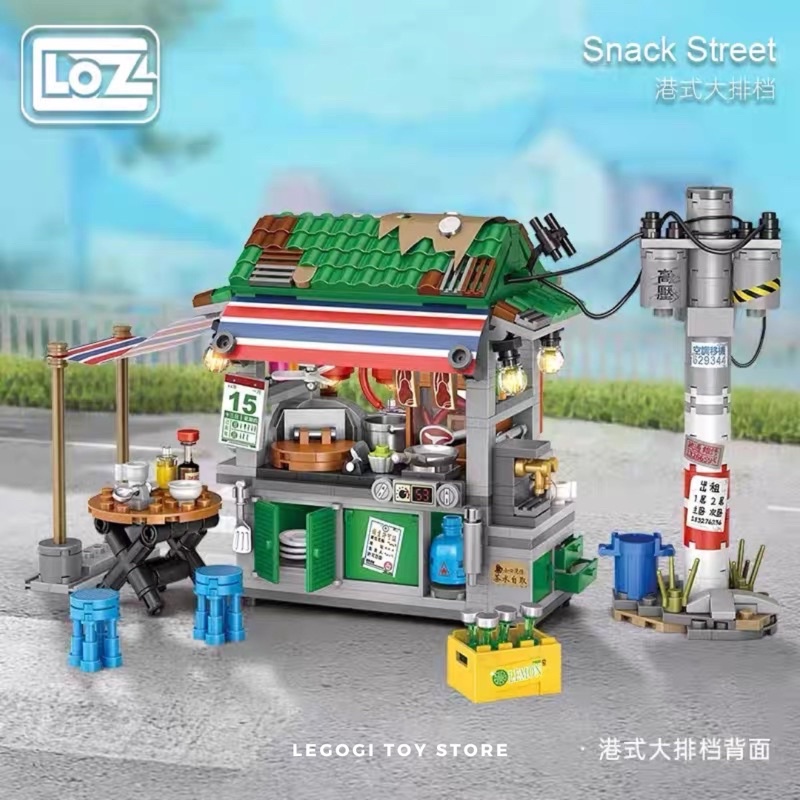 Đồ chơi lắp ráp Legogi QUÁN ĂN VẶT TAKOYAKI HONG KONG Loz mini mô hình trang trí phòng quà tặng sinh nhật