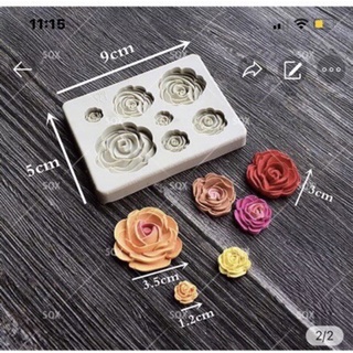 Khuôn rau câu silicon 4D 7 hoa hồng nhỏ ( kèm hình thật)