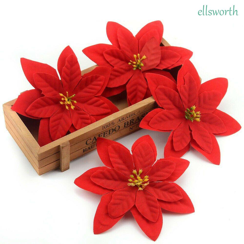 Bộ 10 bông hoa giả nhiều màu sắc dành cho trang trí cây thông noel