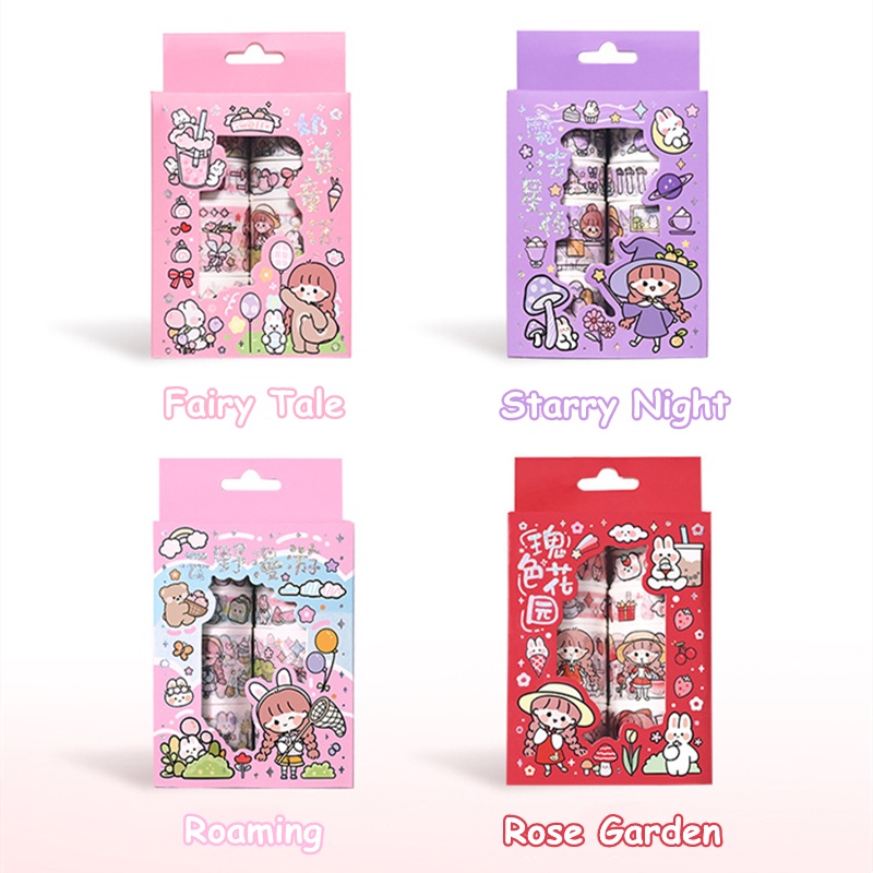 Set 10 Cuộn Băng Keo Dán Trang Trí Sổ Tay diy Hình Cô Gái Dễ Thương