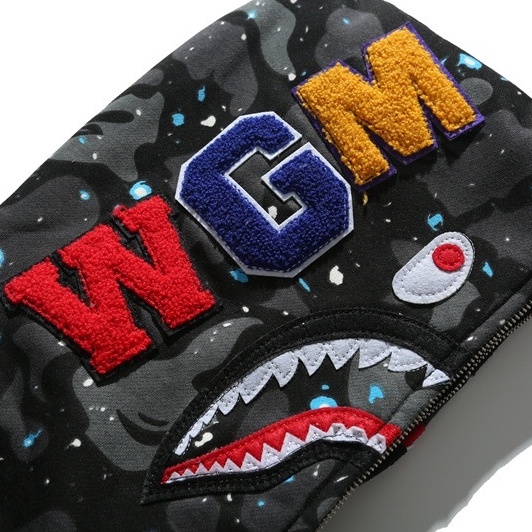 Áo Hoodie Jacket Bape Shark Camo Space, Galaxy Bape Hoodiefullzip SS2022, Chất liệu Cotton hoạ tiết thêu nổi