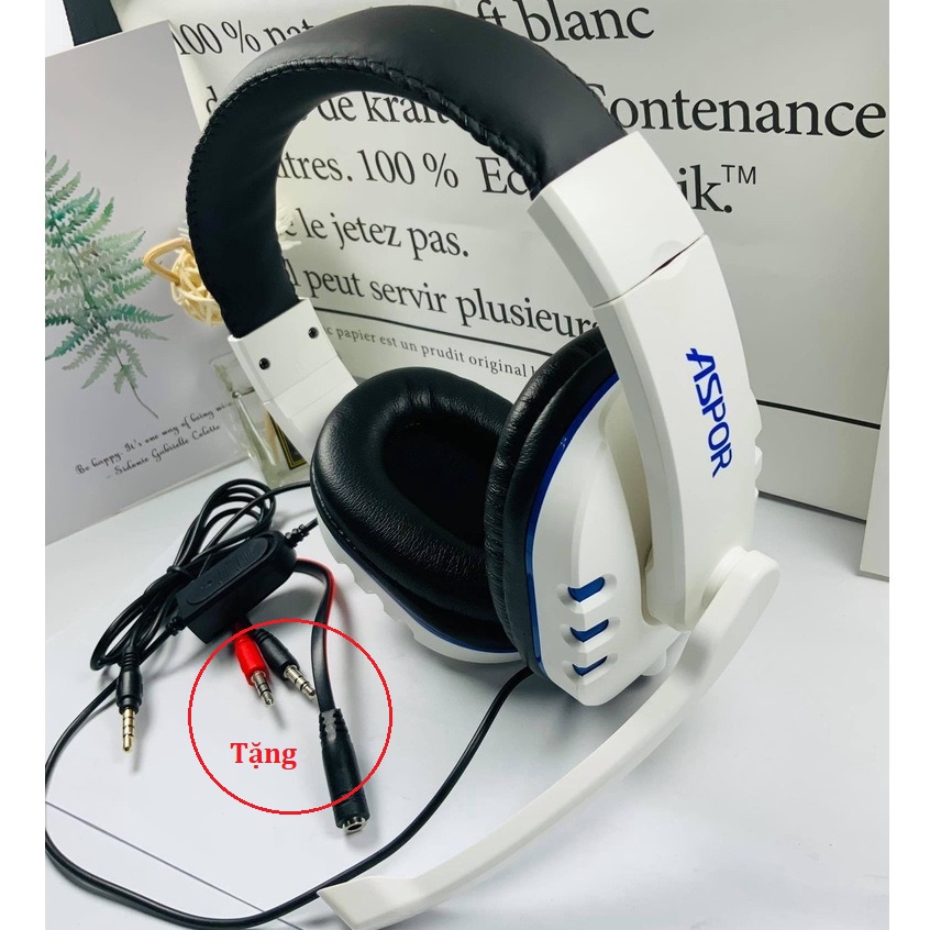 Tặng Jack Cắm PC 1 Ra 2, Tai Nghe Chụp Tai Gaming ASPOR A216, Có MIC, Hỗ Trợ PS4/XB1S/XBXS/PC/Laptop/Điện Thoại...