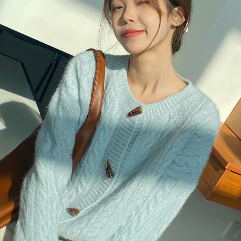 Hàng Sẵn_Áo khoác len dệt kim mới phong cách hàn quốc