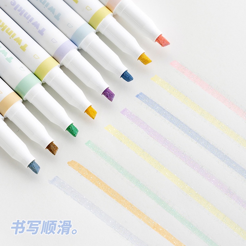 Bút nhớ BLING BLING, HIGHLIGHT có nhũ lấp lánh, bút đánh dấu màu pastel kèm nhũ siêu xinh