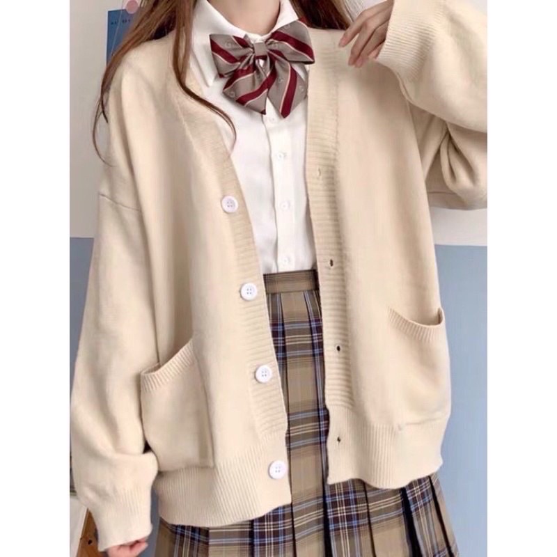 ÁO CARDIGAN MÀU BE PHONG CÁCH HÀN QUỐC TRẺ TRUNG FREESIZE  010