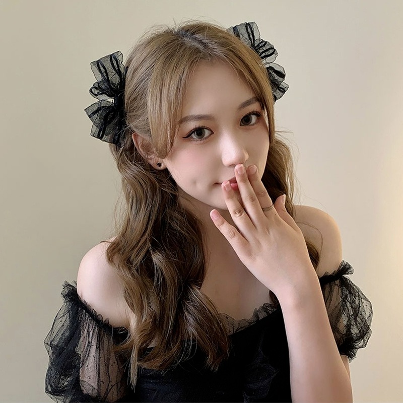 Kẹp Tóc Hình Bướm Ren Màu Đen Thời Trang Cho Nữ